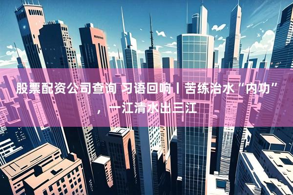 股票配资公司查询 习语回响丨苦练治水“内功”，一江清水出三江